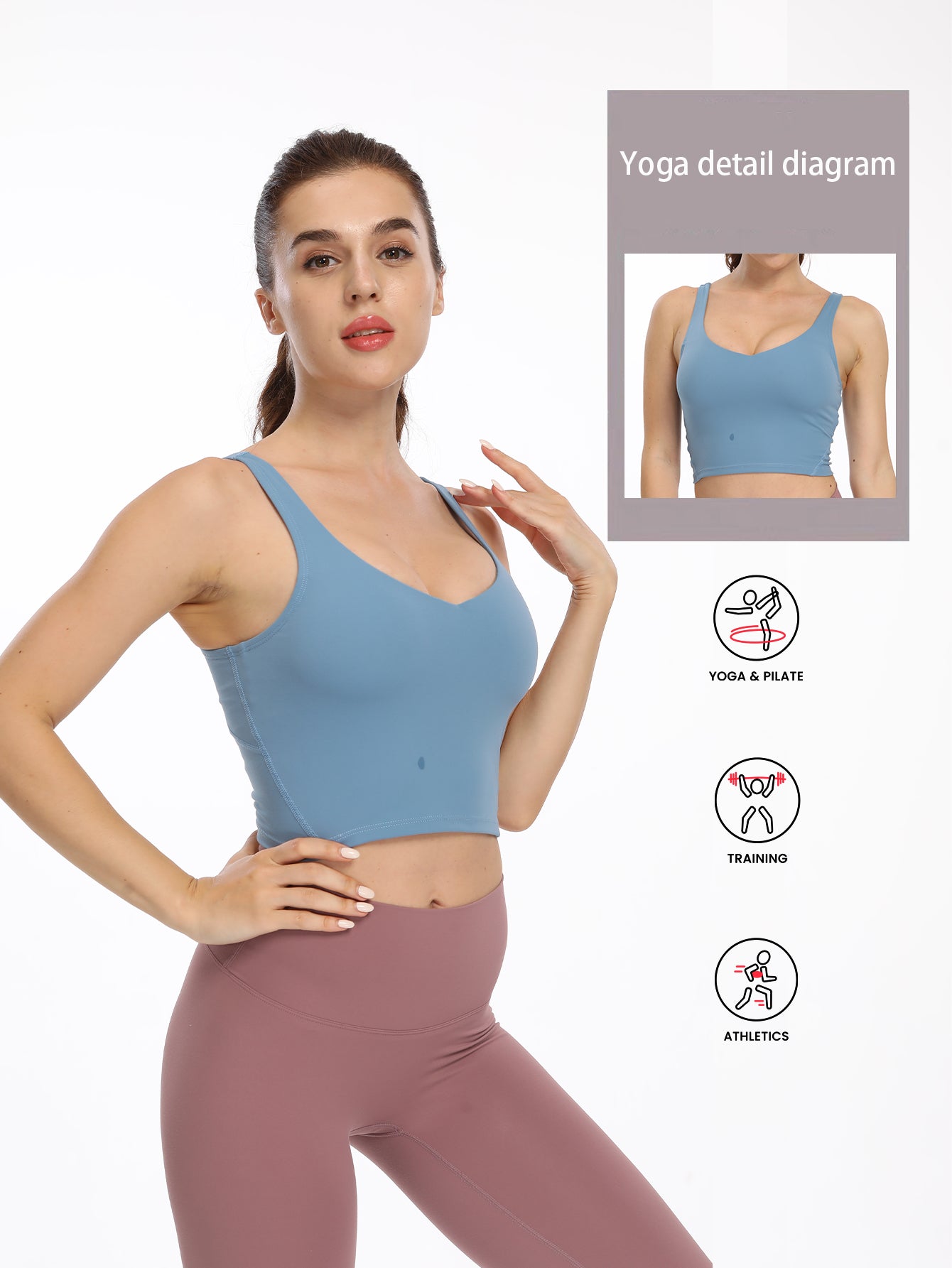 longline wireless padded sports bra for yoga